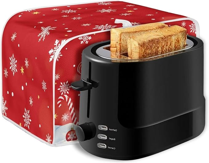 Christmas Toaster Cover 2 Slice Dustproof Toaster Bread Maker Cover Small Kitchen Appliance Fingerprint Protection Kitchen Decor, Cute Snowman Santa