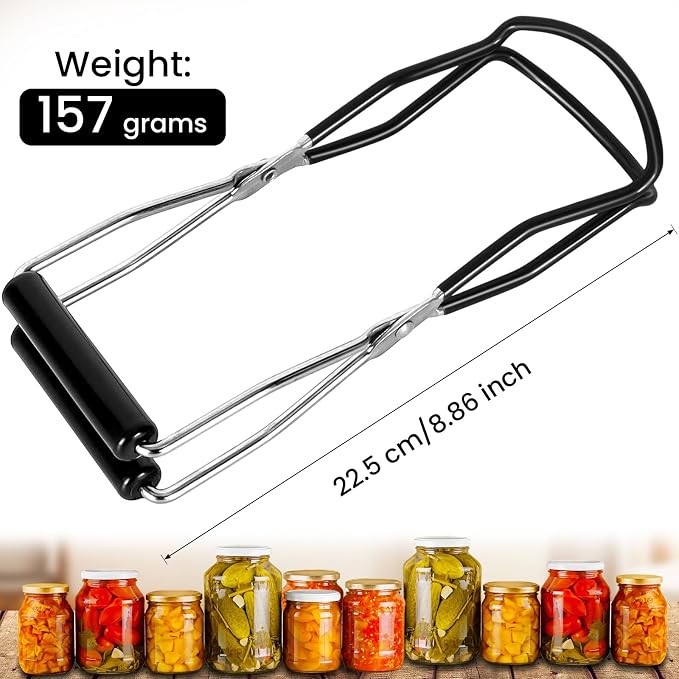 Canning Jar Lifter Tongs, Stainless Steel Jar Lifter with Rubber Grips, Canning Tools, Canning Supplies for Home Kitchen, Black