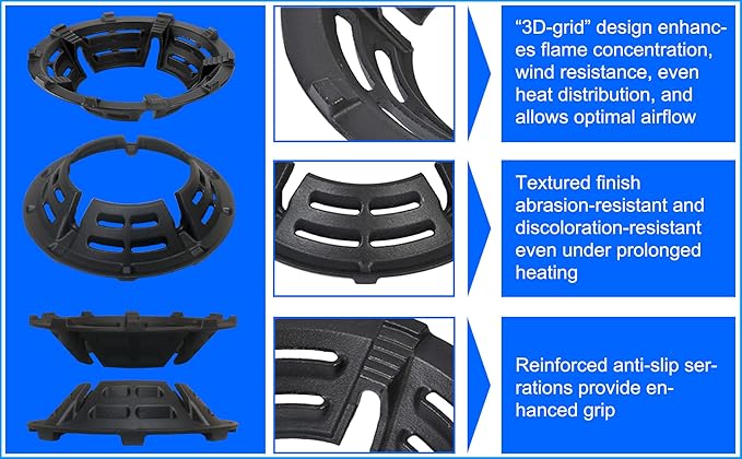 Cast Iron Wok Support Ring Stand Burner Ring for Gas Stove Rack Pot Holder Anti-skid Time-saving and Energy-saving for 4 claws racks or grates