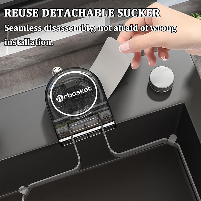 Kitchen Sink Strainer with 100 PCS Filter Mesh Bag, Food Waste Filter Basket, Suction Cup Folding Washing Vegetables and Fruits Drying Bag Holder(Grey)