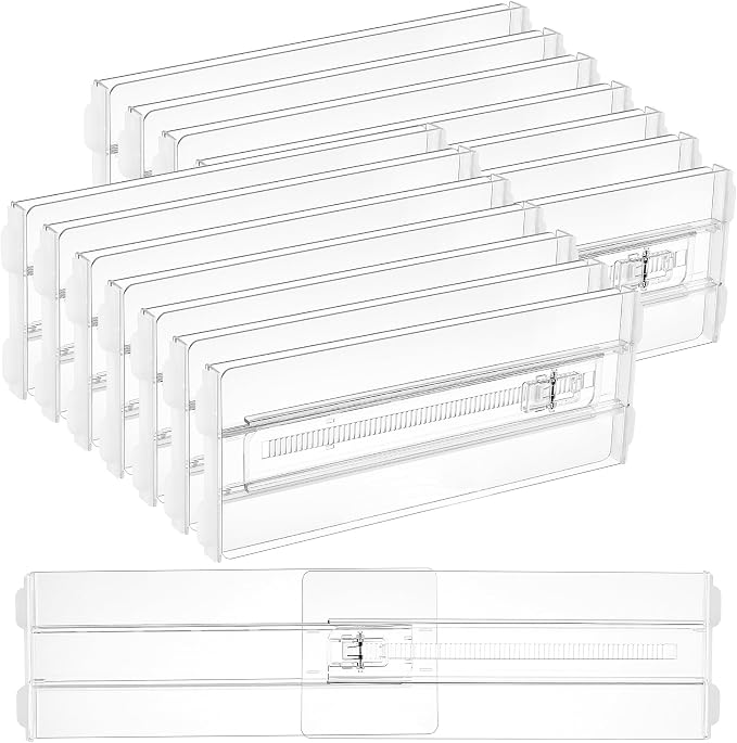 Vtopmart 14 Pack Drawer Dividers for Clothes, 4" High 10.2"-16.5" Adjustable Expandable Dresser Drawer Organizer, Clear Plastic Separators for Dresser, Baby Clothing, Underwear, Cosmetic, Toiletries | Expandable Dresser Drawer Organizer, Clear Plastic ...