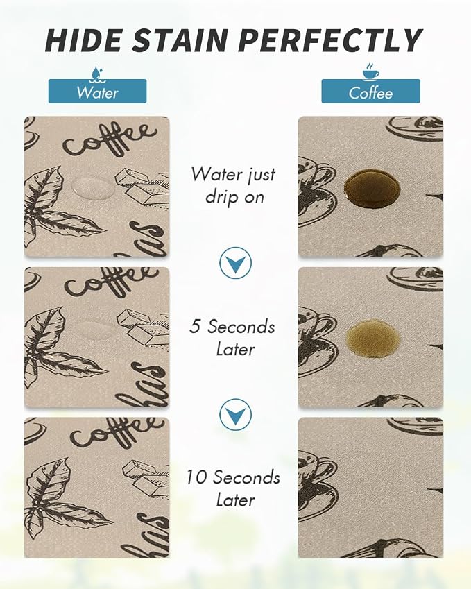 AMOAMI Coffee Mat Hide Stain Rubber Backed Absorbent Dish Drying Mat for Kitchen Counter - Fits Under Coffee Maker & Espresso Machine (12x19, Milk Tea)