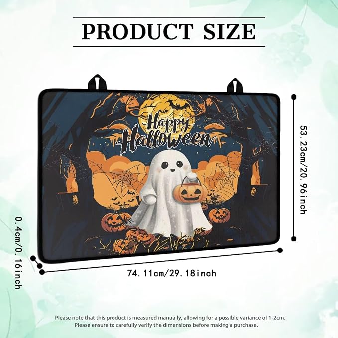 Electric Stove Top Cover 29.18 x 20.96 inch Coffee Machine Mat Halloween Decor Thick Induction Glass Cooktop Protector with Lanyards Range Covers, Cartoon Ghost Pumpkin Happy Halloween Print