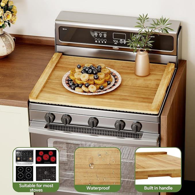 Noodle Board Stove Cover, Stove Top Covers for Electric 30"L X 22"W, Stove Top Covers for Gas Burners, Sink Cover for Counter Space, Durable Easy Clean Countertops, Farmhouse Decor Tray
