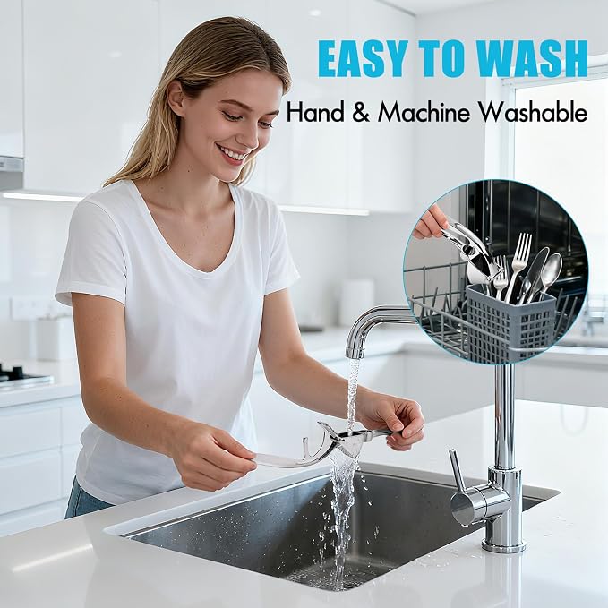 Garlic Press, Premium Metal Garlic Crusher Tool, Heavy Duty Garlic Mincer with Ergonomic Handle, Rust Proof & Dishwasher Safe, Easy to Squeeze and Clean -Silver
