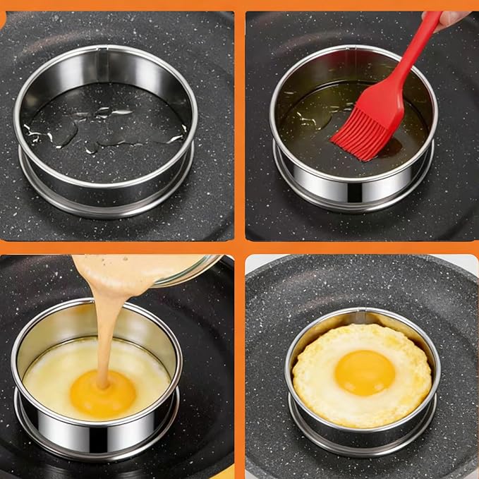16packs English Muffin Rings Crumpet Rings 4 Inch Stainless Steel Double Rolled Tart Ring Nonstick Metal Round 4'' Ring Molds for Baking Cookies, Pancakes, Pastry