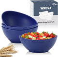 65oz Large Salad Bowls Deep Blue - Wheat Straw Serving Bowls Set of 4 - Unbreakable Serving Bowls Dishware & Microwave Safe - BPA Free Bowl for kitchen,camping