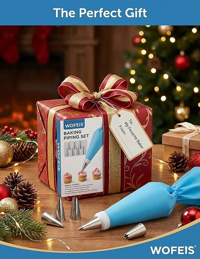 120-Piece Piping Bags and Tips Set with 100 Disposable Bags for Decorating | Thick disposable piping bags, a reusable icing bag and frosting tips create clean cake and cupcake designs with easy cleanup.