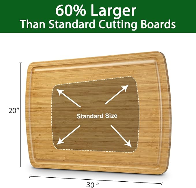 GarveeHome 30 x 20 Extra Large Cutting Board, Bamboo Stove Top Cover, Over the Sink Cutting Board with Juice Groove, Heavy Duty Charcuterie Board for Kitchen