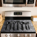 Nuxovilar Stove Top Cover Cooktop Mat 28.3x20.4in Polyester Diatom | Electric Guard Range Countertop Pad Burner Protection Sheet Kitchen Decor Cooking Space Home Accent (Black Utensils)
