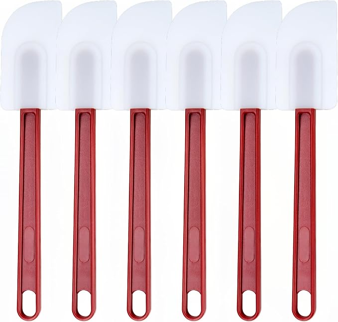 6 Pcs Commerical Rubber Spatula, 9.5-Inch Silicone Rubber Spatula Set High Heat Resistant, Commercial Grade Spatulas, Silicone Jam Scrapers for Baking, Nonstick & BPA-Free