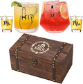 Engagement Gift Set for Couples - Ring Finger Wine Glasses, Personalized Mr and Mrs Shot Glasses & Keepsake Box,Unique Bridal Shower & Wedding Gift for Newly Engaged, Mr & Mrs, Bride and Groom