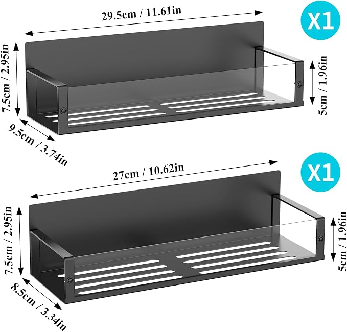 Metal Magnetic Spice Rack for Refrigerator Clear, 2 Pack | Magnetic Shelves Heavy Duty for Fridge in Kitchen, Seasoning Storage Organizer, For Oven Washer and Dryer, For Heavier Items