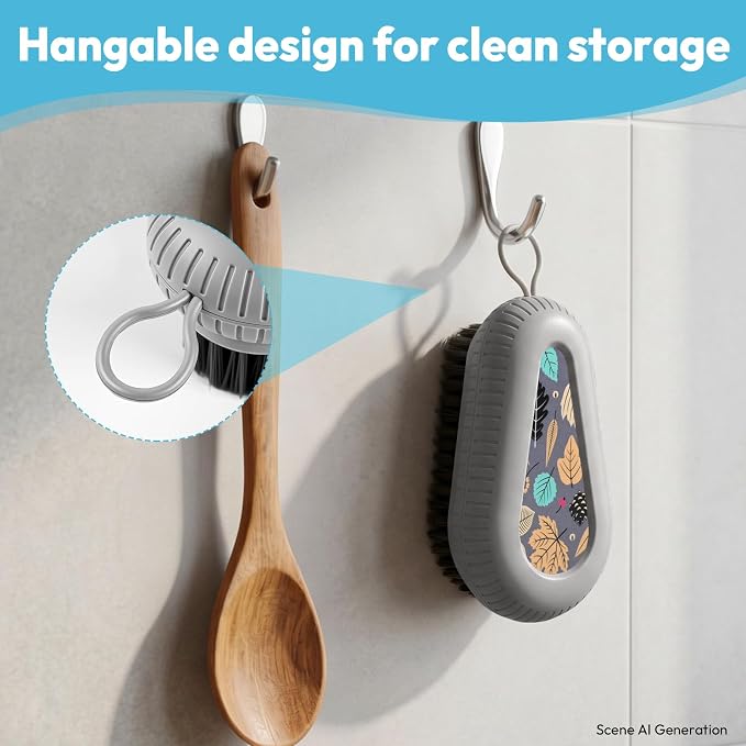 Fruit and Vegetable Brush, Multi-Purpose Produce Scrubber Brush with Non-Slip Handle & Hanging Loop