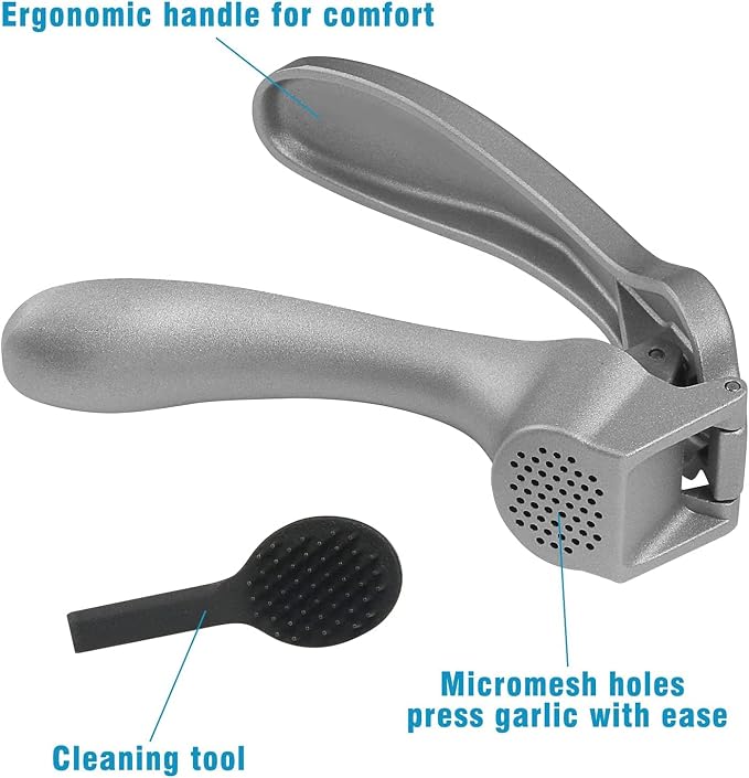 Pamperεd Chεf Garlic Press, Garlic Mincer Easy-squeeze Ergonomic Handle, No Need To Peel, Rust Proof, Professional Ginger Press & Garlic Crusher with Handy Cleaning Brush- Dishwasher Safe