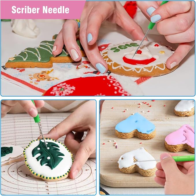 firstake Piping Bags Disposable 14 Inch 100pcs for Cake Decorating | Food Grade, Anti-Burst, Non-Slip, Smooth Interior, 5 Icing Bag Ties + 5 Clips + 3 Scrapers + 1 Scriber Needle