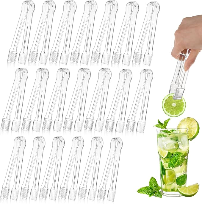 PEASUG 20 PCS Plastic Serving Tongs, Disposable Plastic Tongs | Clear Kitchen Small Serving Utensils for Serving for Party Food Buffet Appetizer Salad Catering Ice, 6.3 Inches