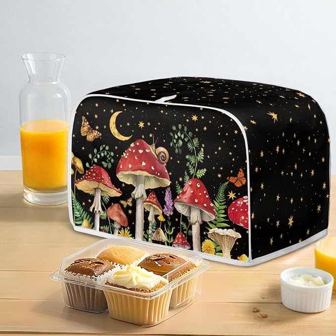 Forest Butterfly Mushroom Toaster Covers 2 Slice Wide Slot Fingerprint Protection Kitchen Small Appliances Toaster