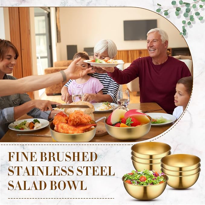 Nuogo 10 Pcs Gold Bowls 4.7 Inch Stainless Steel Mixing Bowls Decorative Esthetician Bowl for Facial Metal Serving Bowl for Holiday Birthday Party Wedding Baking Prepping Salad Fruit Soup