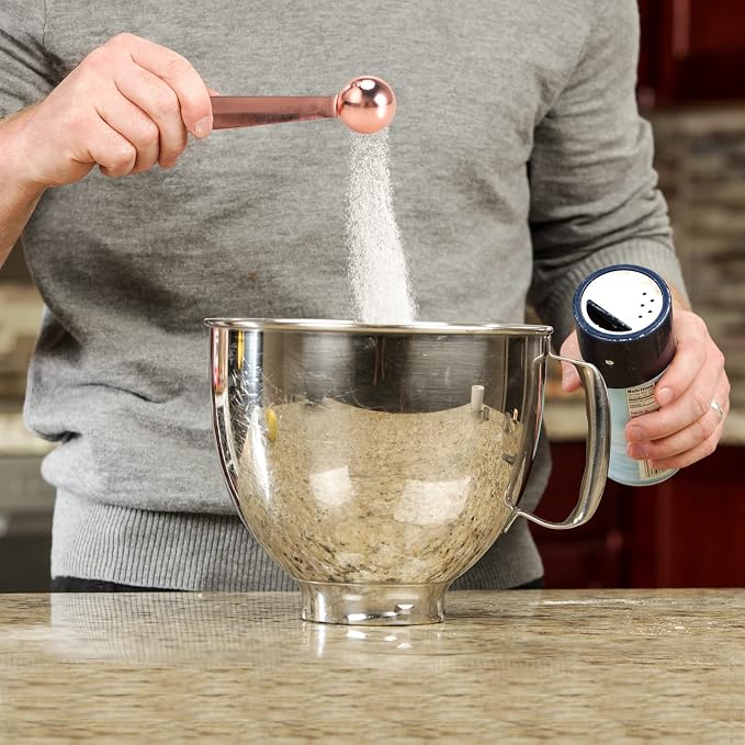 Tablespoons Teaspoons Measure Spoon Set of 6, Copper Plated Metal Measuring Spoons for Measuring Dry or Liquid Ingredients Spice for Kitchen Baking Cooking, Rose Gold Measuring Scoops Gift Set | Tablespoons Teaspoons Measuring Spoons, For Measuring Dry...