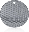 6 Pcs Gray 6.0 Inch Round Silicone Mat, 0.19 Inch Thick | Non-Slip & Easy to Clean Heat Resistant Tripod Insulation Mat for Kitchens & Pans