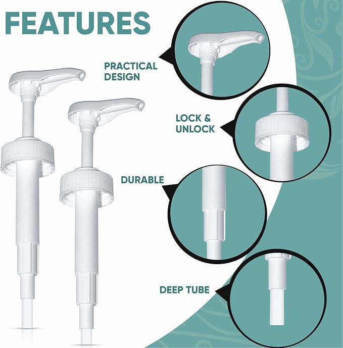 Gallon Pump Dispenser - for Plastic or Glass Bottles – Heavy-Duty Leak Proof for Commercial and Household Use – Non-BPA Plastic (Pack of 6)