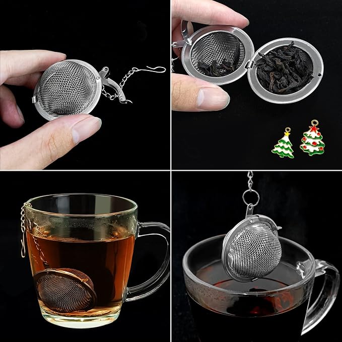 2PC Christmas Tea Infuser, 2.1 inch Tea Ball with Christmas Tree Pendant | Stainless Steel Tea Strainer,Tea Diffuser Tea Steeper for Filtering Tea,Tea Infusers for Loose Tea