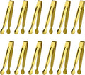 Mini Serving Tongs Set, 12 Gold Stainless Steel Tongs, 6.3 in for Sugar Cubes, Ice, Candy, Charcuterie, Coffee Bar
