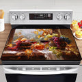 Autumn Stove Top Cover for Electric Stove,The Harvest Season Glass Top Stove Cover Protector,Red Wine Glasses Glass Cooktop Covers Pumpkins Kitchen Flat Electric Stove Top Covers