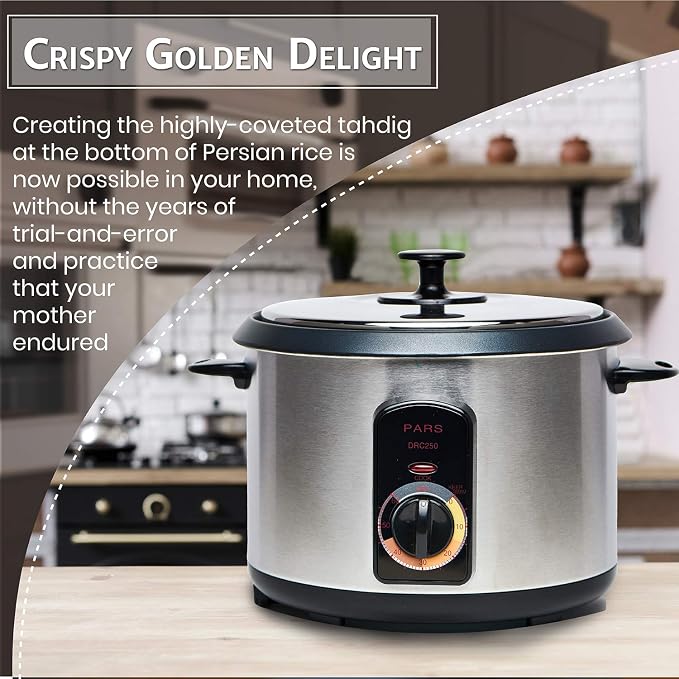 Pars Automatic Persian Rice Cooker - Tahdig Rice Maker Perfect Rice Crust, 7 Cup