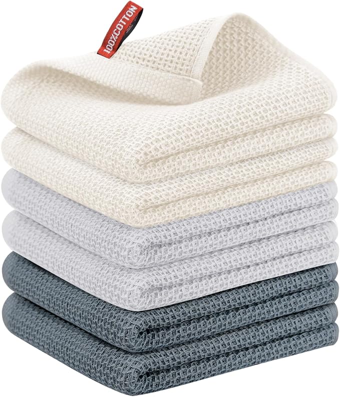 Nialnant 6 Pcs Kitchen Hand Towels, 100% Cotton, 13 x 28 in | Dish Towels for Washing Dishes, Super Soft and Absorbent Tea Towel