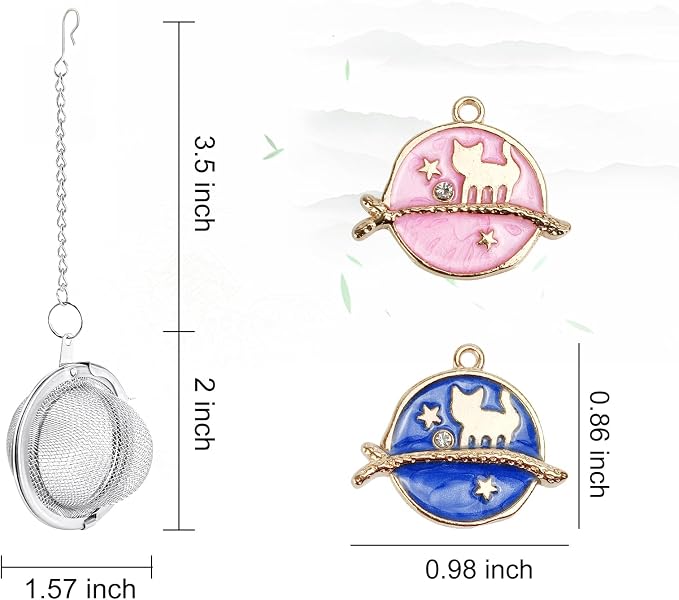2Pcs Tea Infuser, 2.1 inch Tea Ball with Planet Cat Pendant,Tea Strainer | Stainless Steel,Tea Diffuser Tea Steeper for Filtering Tea,Tea Infusers for Loose Tea