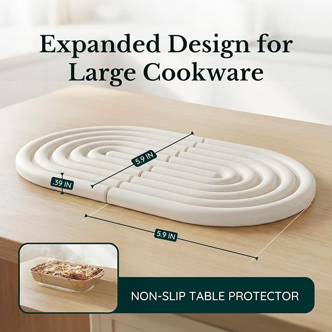 Silicone Trivets for Hot Dishes, Heat-Resistant, Non-Slip Pot Holders for Kitchen & Coasters Durable Hot Pads for Pots, Pans, Baking Dishes & Kitchen Appliances Set of 2 Creamy White