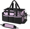 SCAVATA Wearable Cleaning Caddy, Cleaning Caddy Supplies Organizer with Handle & Shoulder Straps for Housekeepers, Under Sink & Car Cleaning Tool Organizers Bag with 4 Foldable Divider (Lilac)
