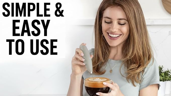 Mini & Mighty Milk Frother Wand – Powerful Handheld Coffee Frother, Battery Operated Drink Mixer – Compact Pocket Size – Detachable Whisk for Latte, Cappuccino, Matcha, Hot Chocolate