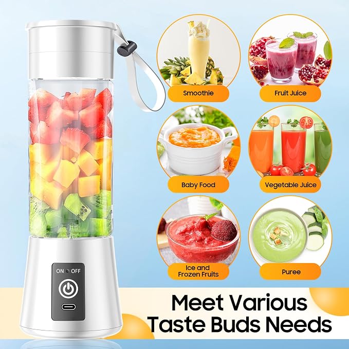 Small Portable Shakes & Smoothie Blender - 13 Oz Personal Size Blender | 380ML BPA Free Traveling Juice Cup, High Blending Speed of 20,000 Rpm, Squeezing Juice Suit in Sports/Office/Home/Travel