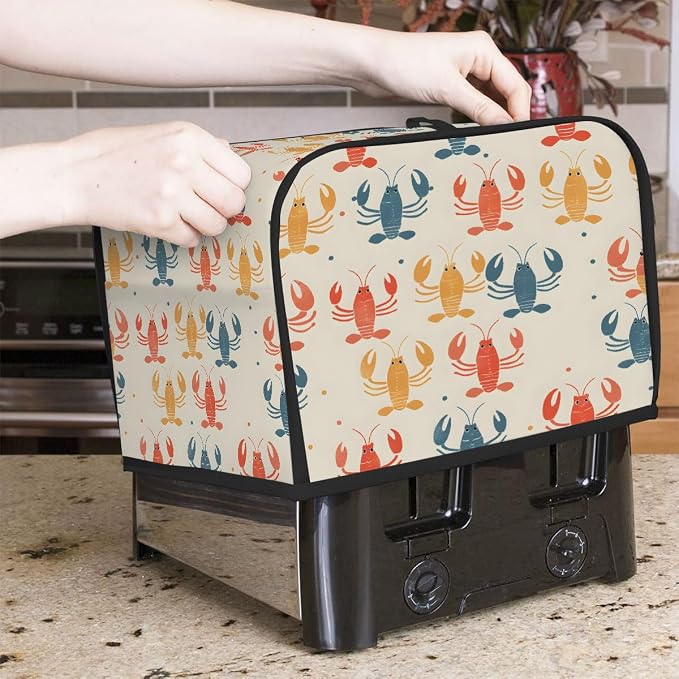 4 Slice Toaster Cover Colorful Lobster Toaster Covers Four Slice Wide Slot Waterproof and Dustproof Covers for Wide Slot Toasters and Small Appliances Kitchen Decor Gifts