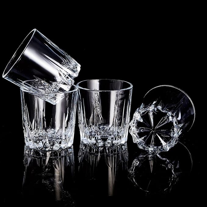 GLASKEY Whiskey Glasses Set of 4,Lead-Free Crystal Old Fashioned Glass,Scotch Glass Tumblers for Drinking Bourbon,Cognac,Irish Whisky,Whisky Glass Gift Set for Men,Dad,Brother-10oz