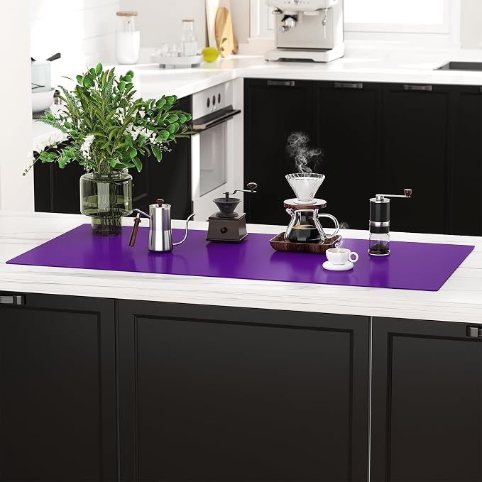 Silicone Protector Mat 47x24 Inch,Purple | 1.3mm silicone mat, heat resistant, non-slip & waterproof. Ideal for baking, painting, resin, welding and table protection.