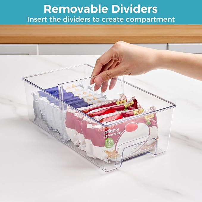 Vtopmart Clear Stackable Storage Drawers, 6 Pack Mixed Size Set | Wide, Medium and Small Pull-Out PET Drawers Provide Flexible Sorting Options for Cabinets, Closets, Pantry