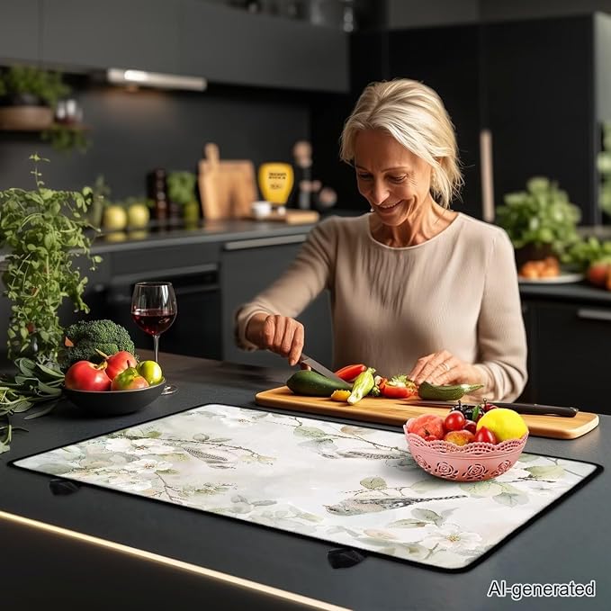 Bird Flower Stove Top Covers for Electric Stove, Fashion Cute Stove Top Cover Protector, Heat Resistant Silicone Stove Mat, Wear Resistant Range Ceramic Gas Burners Mat