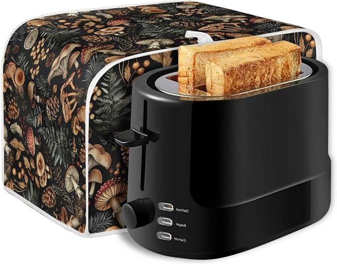 Vintage Mushroom Toaster Cover 2 Slice Dustproof Toaster Bread Maker Cover Small Kitchen Appliance Fingerprint Protection Kitchen Decor