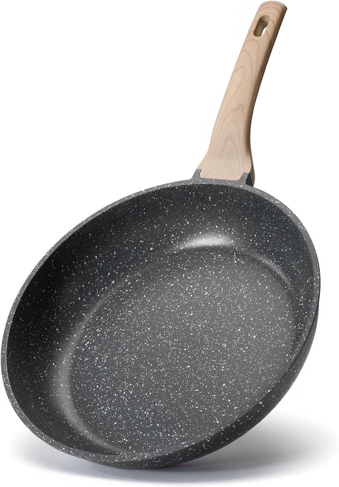10 inch Nonstick Frying Pan Skillet, Non Stick Granite Fry Pans, Stone Cookware Omelet Pan, Egg Frying Pan with Heat-Resistant Handle, Requires Installation, PFOA Free Chef's Pan, Induction Compatible