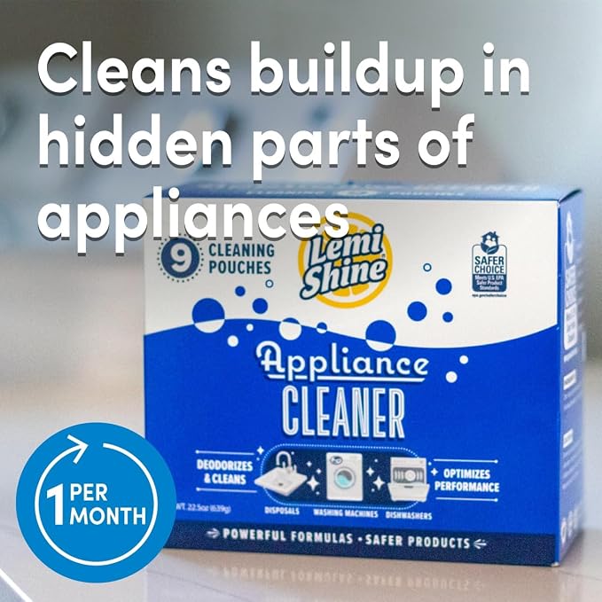 Lemi Shine Appliance Cleaner & Deodorizer - Dishwasher, Washing Machine, and Garbage Disposal Citric Acid Cleaner - 22.5 oz (18 Pack)