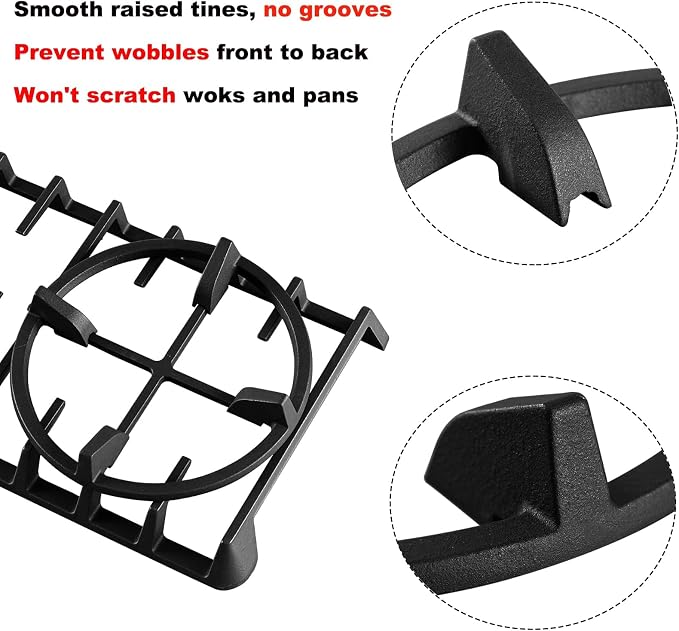 Wok Ring, 9 Inch Wok Support Ring Gas Stove Cast Iron Non Slip Gas Stove Top Burner Rings Wok Pan Stand Holder Gas Range Replacement Parts for GE, KitchenAid, Samsung, Whirlpool, Kenmore, Frigidaire