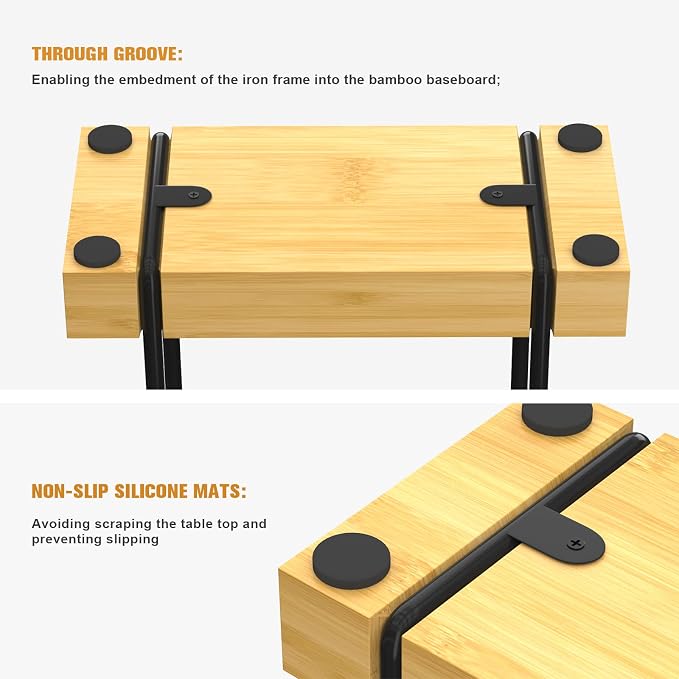 Wican Napkin Holder for Table, Bamboo Iron Standing Napkin Dispenser | Kitchen Dining Table Farmhouse Cocktail Picnic Rustic Wood Holders, Mail Bills, Suitable Dining Room Decors, Black & Yellow