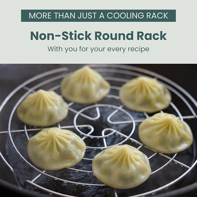 3 Set Round Cooling Racks for Baking (7.5, 9 & 10.5 Inch) | Oven & Dishwasher-Safe, 100% Stainless Steel, Steaming and Baking Rack , Fits Air Fryer, Pressure Cooker & Cake Pan