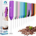 Powerful Milk Frother Handheld Foam Maker, Mini Whisk Drink Mixer for Coffee, Cappuccino, Latte, Matcha, Hot Chocolate, No Stand, Dark Orchid