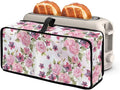 ZDCUSTOM Pink Rose Flower Long Slot Toaster Cover Fits for Most Standard 2 Slice Slim Toasters, Keep Kitchen Small Appliance Clean From Dust and Fingerprint