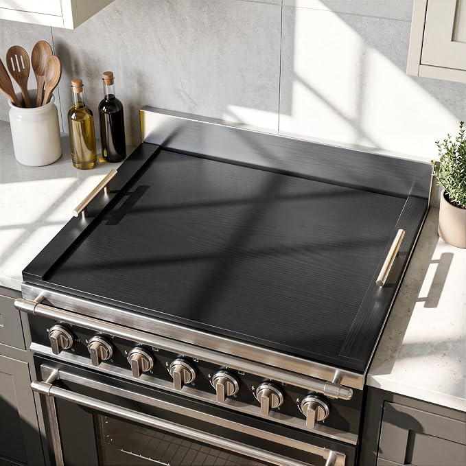 30 * 22" Wooden Stove Top Cover for Electric Stove and Gas Burners | Noodle Board Stove Cover with Handles, Kitchen Sink Cover for Counter Space & Tray